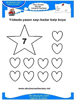 Çocuklar İçin Sayılar Çalışma Sayfaları 
